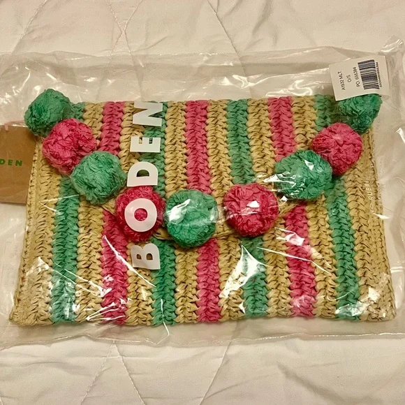 Boden Fringe Raffia Clutch
Pink/Green/Yellow - Picture 5 of 5